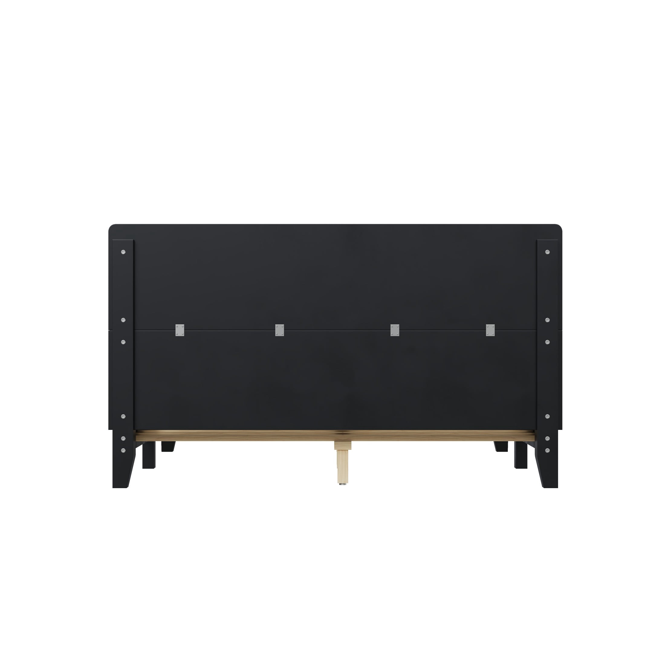Alvantor Full Bed Frame with Headboard, Platform Wood Slat Support, No Box Spring Needed, Black
