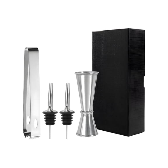 Professional Nonrust Steel Bartenders Tool Set Ice Tongs Jigger Pourer For Cocktails