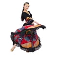 thumbnail image 3 of 90CM/96CM((35.4 inch/37.8 inch) Chiffon Flower Print  Huge Skirt Swing Dress Belly Dance Skirt Gypsy skirt, 1 Coat +1 Skirt,red,90cm(35.4 inch), 3 of 12