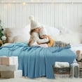 thumbnail image 3 of PiccoCasa 100% Cotton Soft Knitted Throw Solid Blanket for Couch Sofa Bedroom, Pale Azure 60"x79", 3 of 8