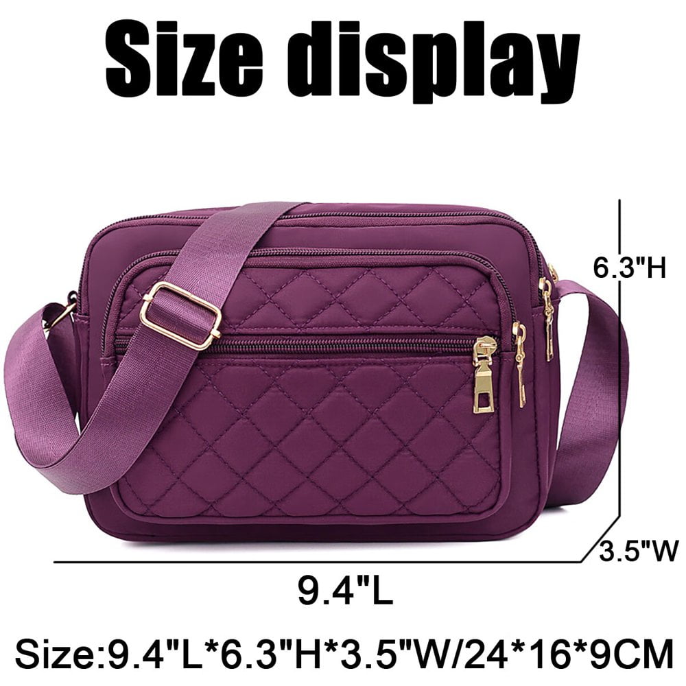 Crossbody Bags for Women Quilted Nylon Travel Shoulder Purse Purple Walmart
