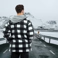 thumbnail image 3 of TrailCrest Men's Warm Sherpa Lined Hoodie Fleece Shirt Jacket, Classic Zip Up Buffalo Plaid, White Plaid, XL, 3 of 4