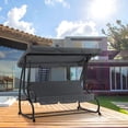 thumbnail image 4 of MCombo 3 Seat Outdoor Patio Swing Chair with Adjustable Canopy, Weather Resistant Steel Frame, 4 of 9
