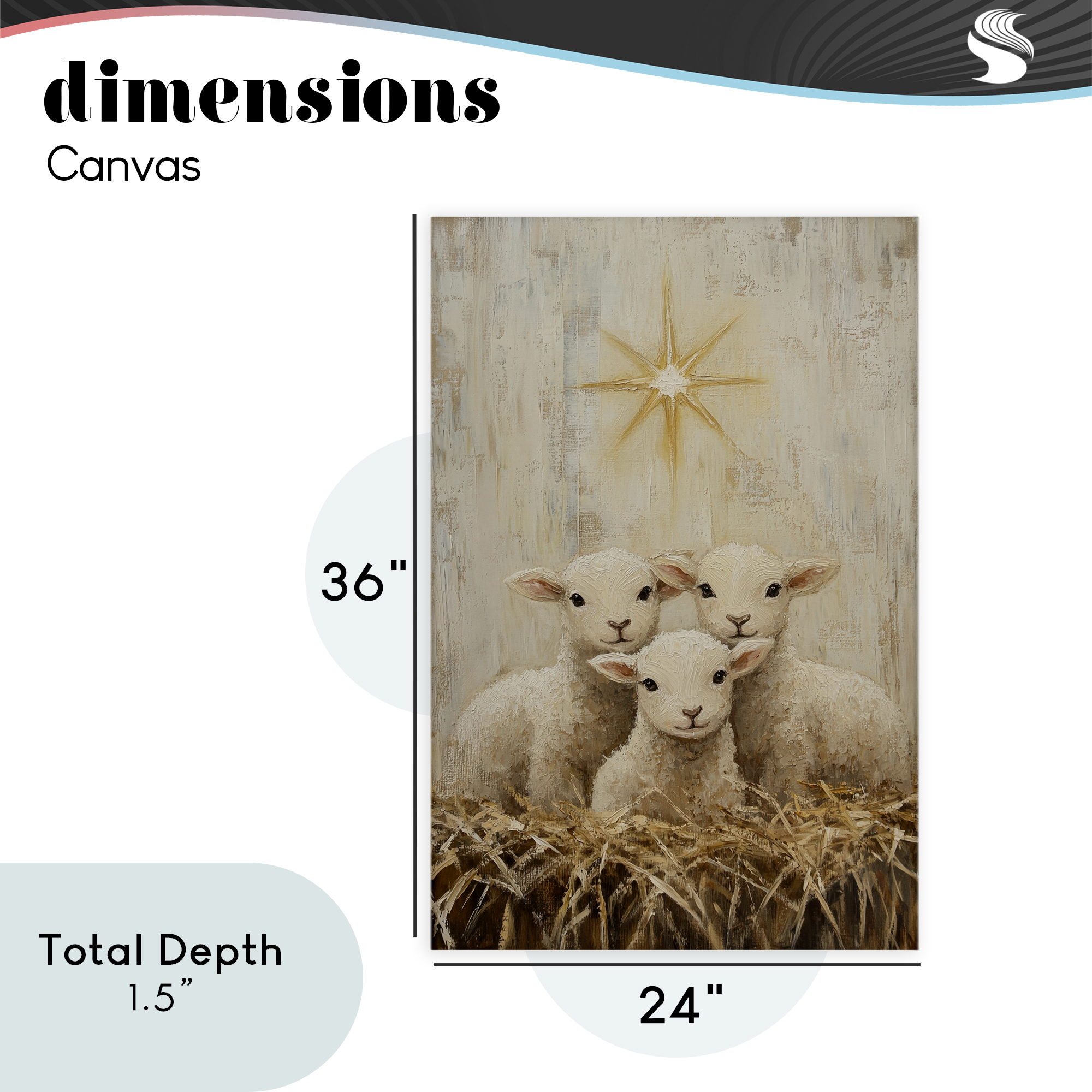 Christmas Lambs Trio Canvas Wall Art, design by Petal Prints Design