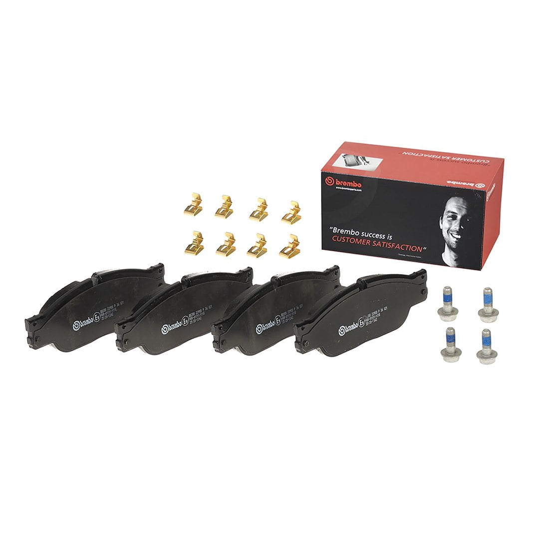 Brembo KT04193; Brake Kit; Low-Metallic Brake Pads; 320 Millimeter UV Coated Vented High Carbon Cast Iron One Piece Rotor; With Rotors/ Pads/ Pad Shims/ Mounting Hardware