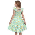thumbnail image 2 of Actgleam Girls Dress Floral Ruffle Square Neck Sleeveless A-Line Sundress with Tie Back for Summer Beach Party,Green Floral,7-8Y, 2 of 8
