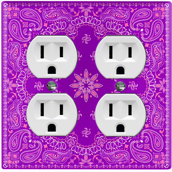 Metal Light Switch Plate Cover Violet Floral Bandana Paisley Tile Pattern TIL054