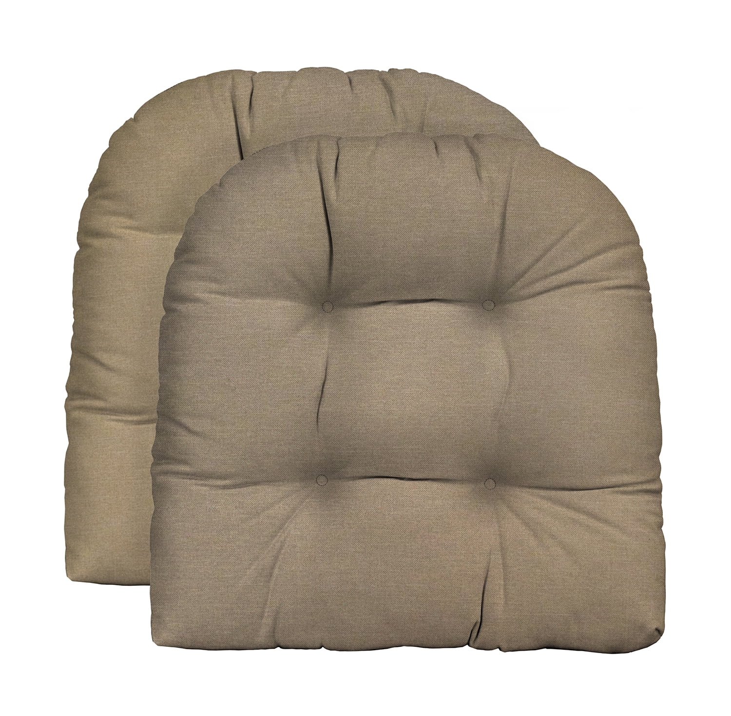 RSH Décor Indoor Outdoor Grey Brown Tan Set of 2 UShape Wicker Tufted