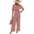 thumbnail image 3 of Plisados A Rayas para Mujer, Elegantes, de Verano, con Tirantes y Pantalones de Pierna , . Vino Tinto XL, 3 of 7