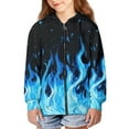 thumbnail image 4 of chaqlin Blue Fire Flame Hoodies for Boys Girls Size 14-16 Full Zip Hoodie Sweatshirt Casual Long Sleeve Jacket Kids School Coat with Pocket, 4 of 7