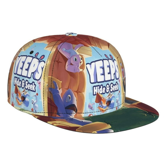 Yeeps Hide and Seek Flat Brim Bill Baseball Cap Adjustable Hat Hip Hop Caps for Dad Kids Men Women