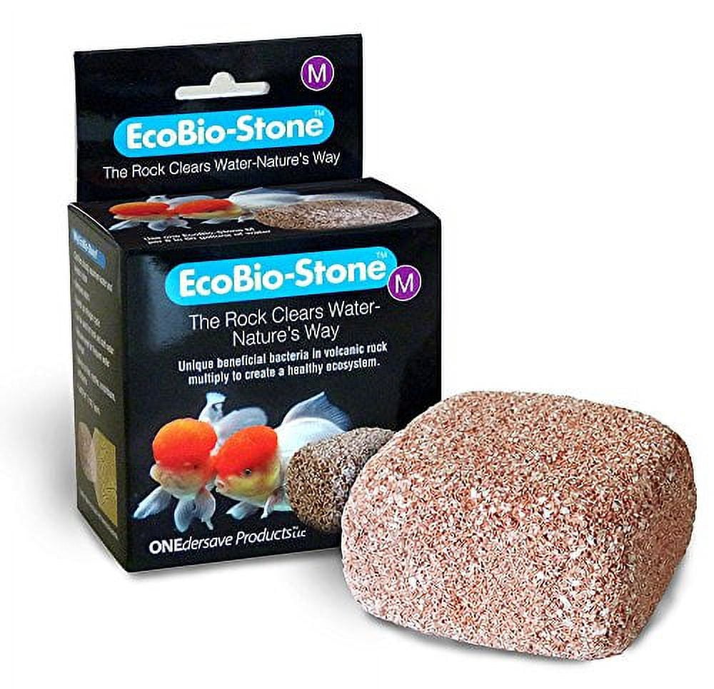 EcoBio-Block Water Clarifier for Fish Tank, Natural Fish Tank Rock Cleaner and Odor Remover, Medium