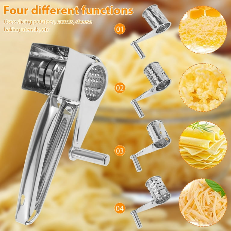 ODOMY 5 in1 Cheese Grater Manual Hand Crank Stainless Steel for