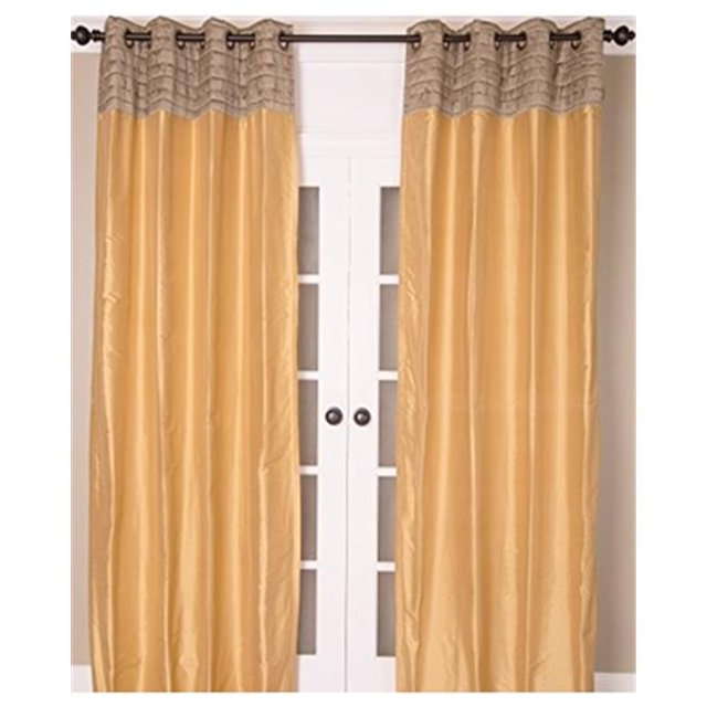 Panneau de Rideau en Soie Dupioni - Beige Café - 108 Po.