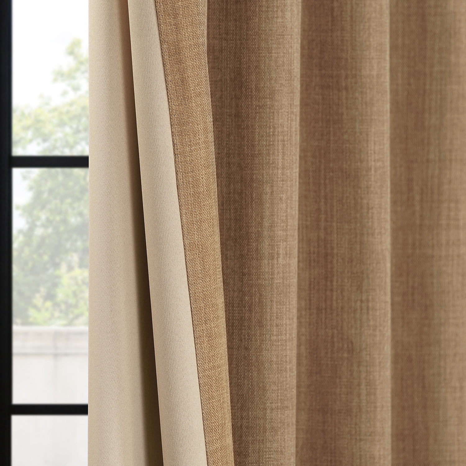 HPD Half Price Drapes Butterscotch Faux Linen Room Darkening Curtains for Bedroom & Living Room Curtains (1 Panel), Door & Window Curtains 120 inches long, 50W X 120L