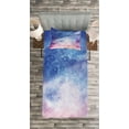 thumbnail image 3 of Ambesonne Navy and Blush Quilted Bedspread Set 2 Pcs, Watercolor Space, Twin Size, Blue Pink Salmon, 3 of 3