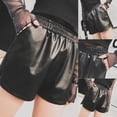 thumbnail image 6 of High-waisted women plus size loose outer wear wide-leg pants PU leather Shorts, 6 of 10