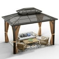 thumbnail image 3 of Soonbuy 10*12 FT Heavy Duty Double Roof Outdoor Gazebo, with Netting and Sunshade Curtains, 3 of 8