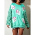 thumbnail image 2 of Christmas Sweatshirt with Sequin Long Sleeve for Women Santa Print Sparkle Pullover Tops Streetwear, 2 of 6