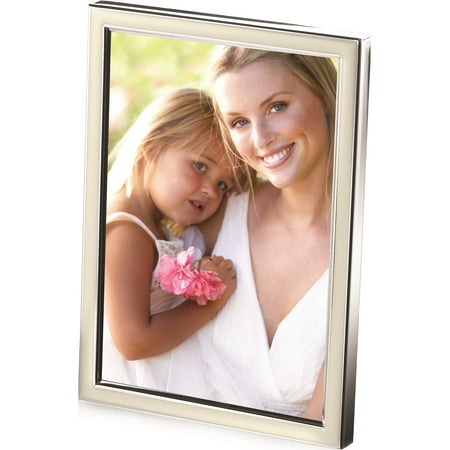 Super Sticky Sweet Pea - Silver-Plated Metal W/White Epoxy Border 4X6 Photo Frame Designer Jewelry by Sweet Pea
