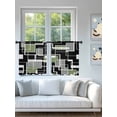 thumbnail image 4 of Sheer Curtains 45 Inch Length 2 Panels Set for Kitchen, Sage Green Black Geometric Semi Sheer Curtains for Windows, Modern Abstract Art Block Voile Window Treatments Rod Pocket Curtain, 4 of 7
