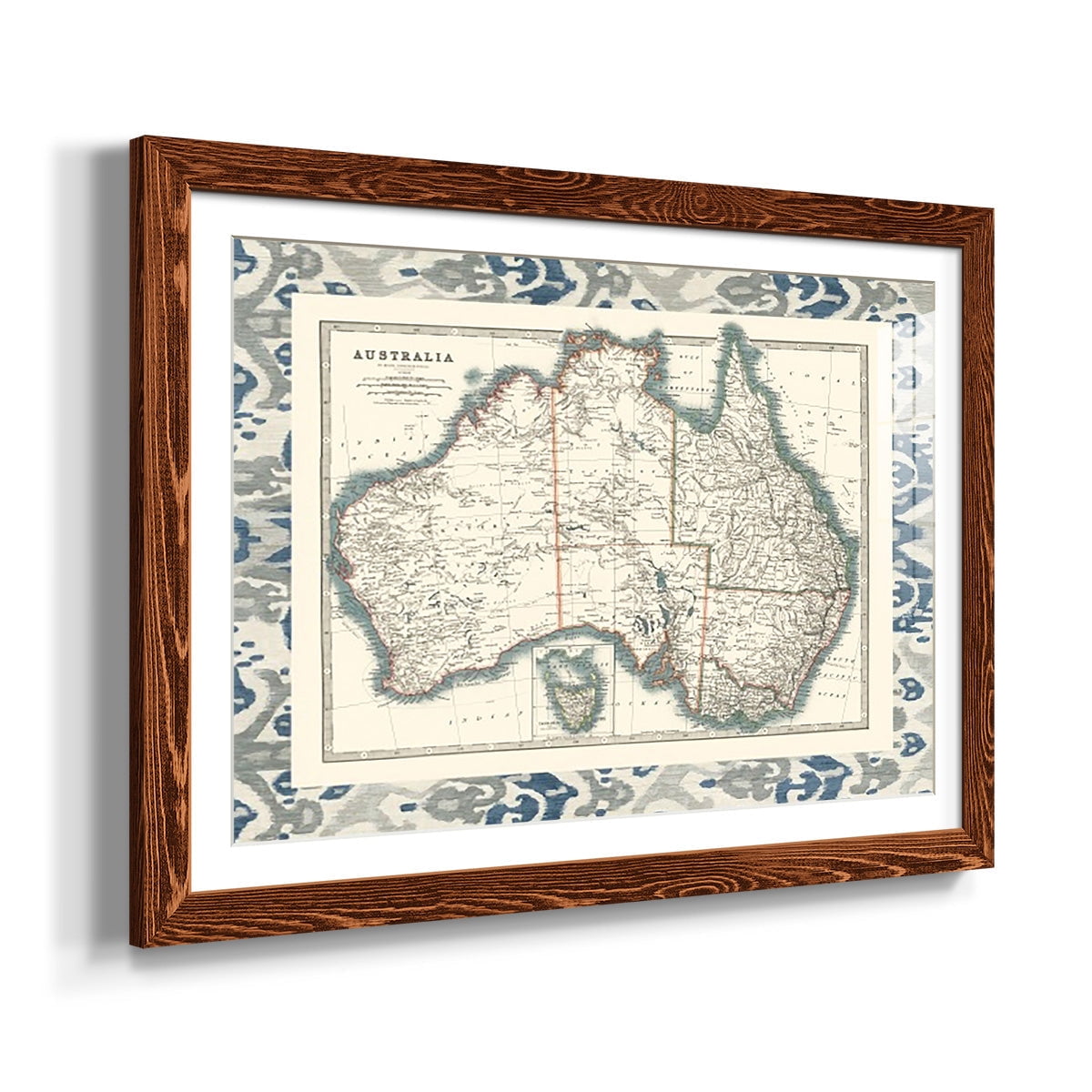 Bordered Map of Australia-Premium Framed Print - Ready to Hang