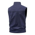 thumbnail image 6 of BiZtdJrK Men Lightweight Cargo Vest Stand Collar Full Zip Sleeveless Solid Work Jacket Big and Tall Photography Travel Vests Outdoor Waistcoat with Zipper Pockets Dark Blue M, 6 of 7