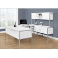 thumbnail image 5 of Desks, 48” Modern Computer Desk with White Laminate Top & Silver Metal Legs | Home Office Workstation | Cable Management | White | Particle Board, 5 of 7