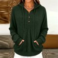 thumbnail image 6 of FAHUOMU Women's Half Button Shirt Hooded V Neck Long Sleeve Drawstring Pullover Tops Fall Winter Fashion Warm Clothes With Pockets, 6 of 7