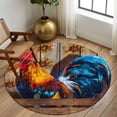 thumbnail image 3 of Farmhouse Rooster Round Rug 8ft Washable Circle Rugs Non Slip Vintage Farm Chicken Sunflower Wooden Large Area Rug Indoor Floor Carpet for Bedroom Kitchen Living Room Home Office Dining Room Nursery, 3 of 8