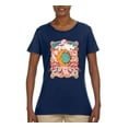thumbnail image 2 of Wild Bobby Sun and Moon Groovy Vintage Daisy Flowers Stars Vintage Women Graphic Tee, Navy, XX-Large, 2 of 6