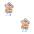 thumbnail image 2 of Sonducket Conjunto de pantalón y camisa con estampado de rayas para niños, conjunto de pantalones cortos para niños y niñas, para viajar, Naranja 100cm 2piezas, 2 of 6