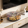 thumbnail image 6 of Rotating Snack Tray with Lid, 10.23" Plastic Divided Serving Dishes, Round Appetizer Platter, 7 Compartments Food Storage Organizer for Dried Fruits, Nuts, Candies, Veggie, Cookies(B), 6 of 6