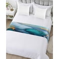 thumbnail image 5 of Xipuska Turquoise Gold Bed Runners for Twin Size Bed, Decorative Bed Throws for Foot of Bed, Modern Teal Blue Marble Textured Bed Runner Sofa Throw Bedding Scarf Protector Slipcover for Bedroom/Hotel, 5 of 6