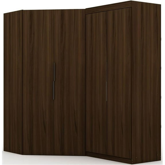 Manhattan Comfort Mulberry 3.0 Sectional Corner Wardrobe Closet - Set of 2-Color:Brown