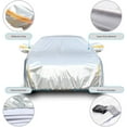 thumbnail image 2 of Housse de Voiture à Couches Multiples Résistante aux Intempéries, Imperméable, Coupe-Vent, Réfléchissante, Neige, Soleil, Pluie, Protection UV avec Boucles et Ceinture pour Berline 170-190 Pouces de Longueur, 2 of 8