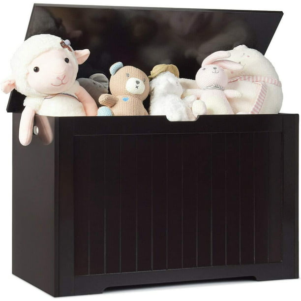 Invitere For det andet lotus Toy Box, Large Storage Wooden Toy Organizer Flip-Top Lid, Finger-Pinch  Prevention Toy Storage Case for Bedroom/Living Room/Kindergarten (Brown) -  Walmart.com
