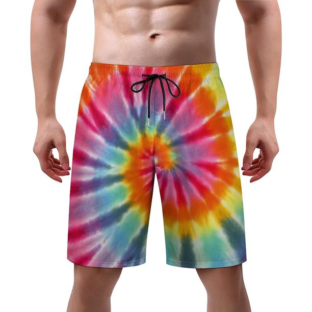 Men's Swim Trunks Tie Dye Quick Dry Swim Shorts with Mesh Lining Mens