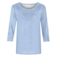thumbnail image 4 of HAiming Womens 3/4 Sleeve T-Shirt Crew Neck Basic Tee Solid Color Casual Pullover Tops Trendy Clothes, 4 of 5