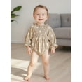 thumbnail image 4 of BemeyourBBs Baby Girls Smocked Romper Long Sleeve Bubble Jumpsuit with Headband, 4 of 8