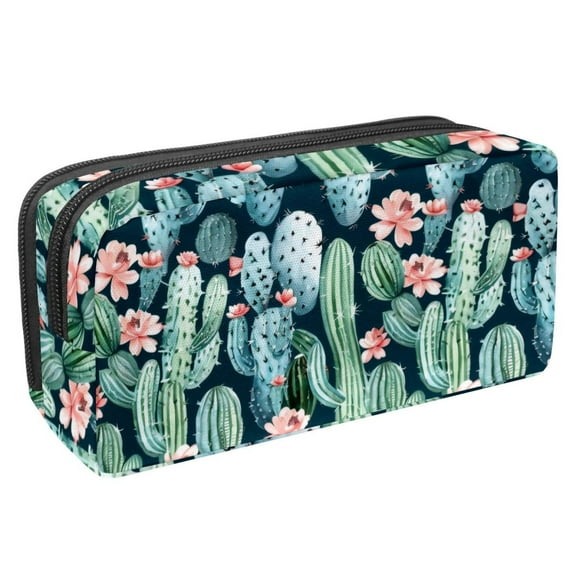 MUOOUM Pencil Case, Cactus Flowers Pattern Large Capacity Pencil Pouch Stationery Pen Bag