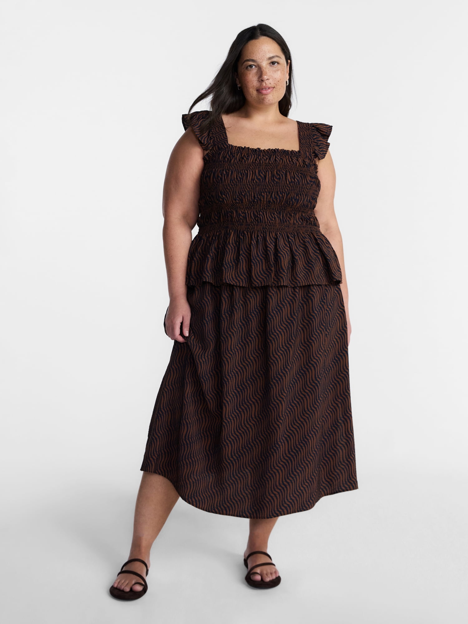 Terra & Sky Women’s Plus A Line Midi Skirt, Sizes 0X-5X