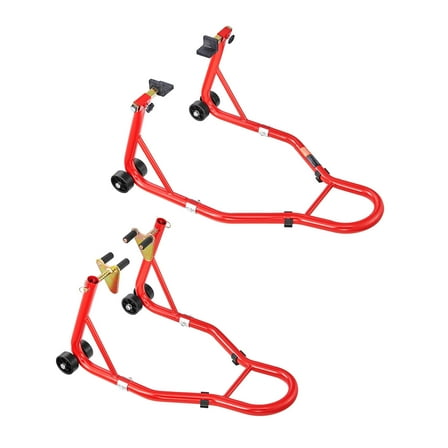 KFFKFF Motorcycle Stand Lift, 850lbs Capacity Front and Rear Combo Stand, Front Wheel Dual-Fork Design, Rear U L Fork Swingarm Spool Stand, Compatible with Various Yamaha, Honda, Kawasaki