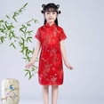 thumbnail image 2 of EnJoCho Girls Chinese Cheongsam 𝖥loral Graphic Traditional Dress Kids New Year Qipao Stand Collar Side Split Outfits Traditional Chinese Dress Kids Qipao Dress 𝖥loral, 2 of 5