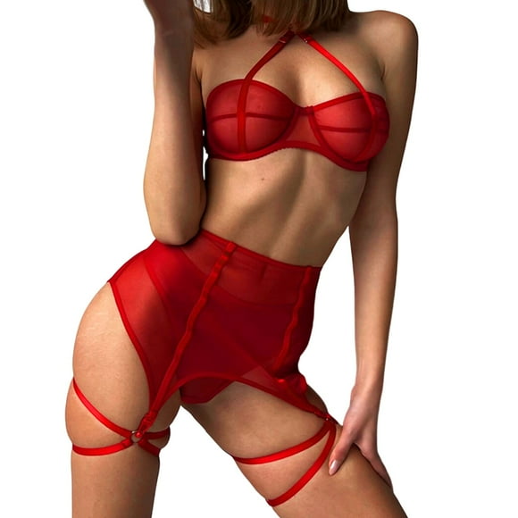 TJAZFJPA Red Lingerie Top Sexy Women Sexy Cute Sexy Lingerie Set Lace Strappy Camis and Panty Nightwear Outfit Plus Size Leather Lingerie Sexy Crotchless Lingerie for Women Red