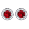 Cate & Chloe Gwendolyn 18k White Gold Plated Stud Earrings with Ruby Simulated Diamond Crystals for Women