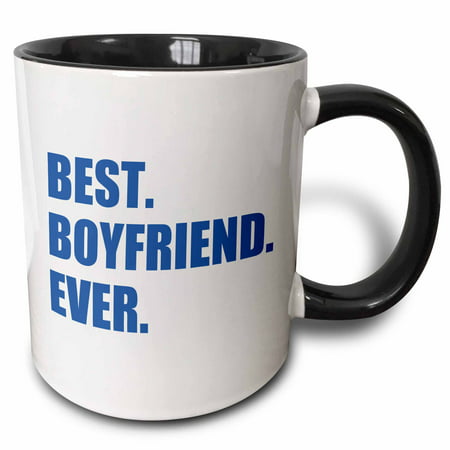 3dRose Dark Blue Best Boyfriend Ever navy text anniversary valentines day, Two Tone Black Mug,