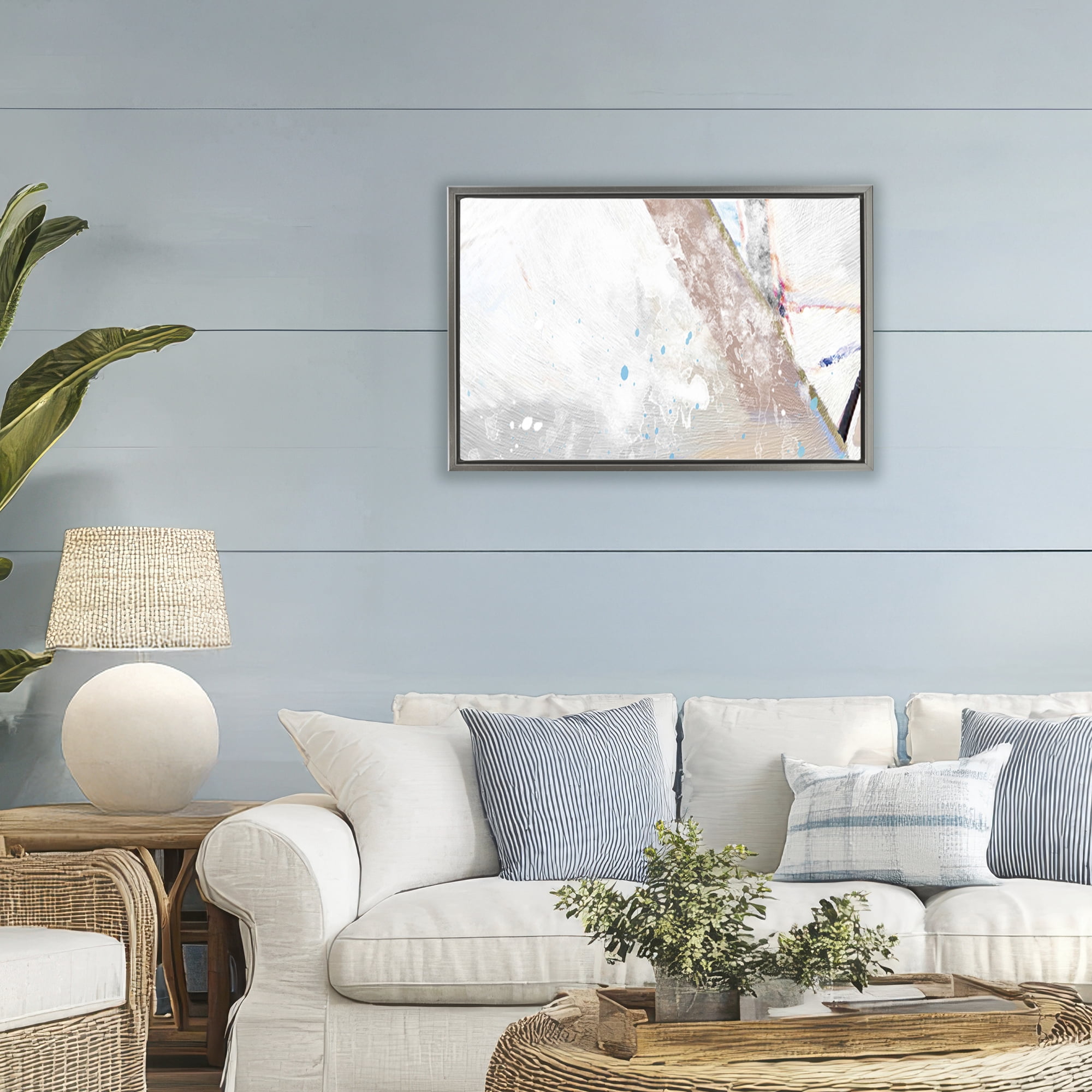 Stupell Industries Sailboat Racing Through Blue Waves Gray Framed Floater Canvas Wall Art, design by Porter Hastings