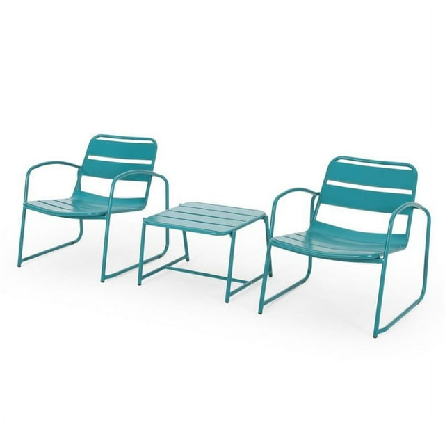 Noble House Cowan Ensemble de Conversation Extérieur 3 Pcs en Bleu Mat