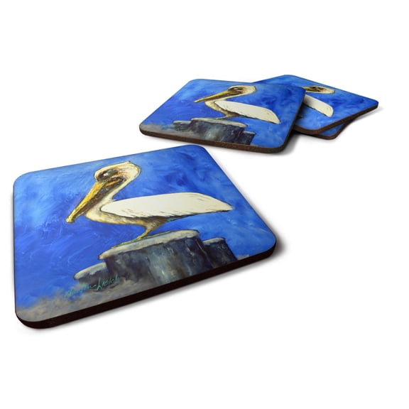 Carolines Treasures MW1352FC Pelican Texas Pete Foam Coaster Set of 4 3 1/2 x 3 1/2 multicolor